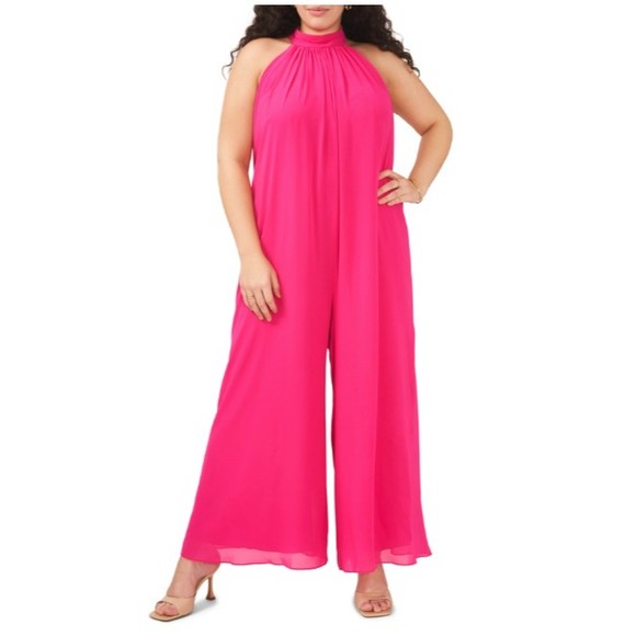 ***FREE SHIPPING*** Vince Camuto Women's Halter Jumpsuit Pomegranate Pink Romper - Picture 6 of 8